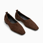 La paire de chaussures vue seule, coloris marron, sur fond clair
