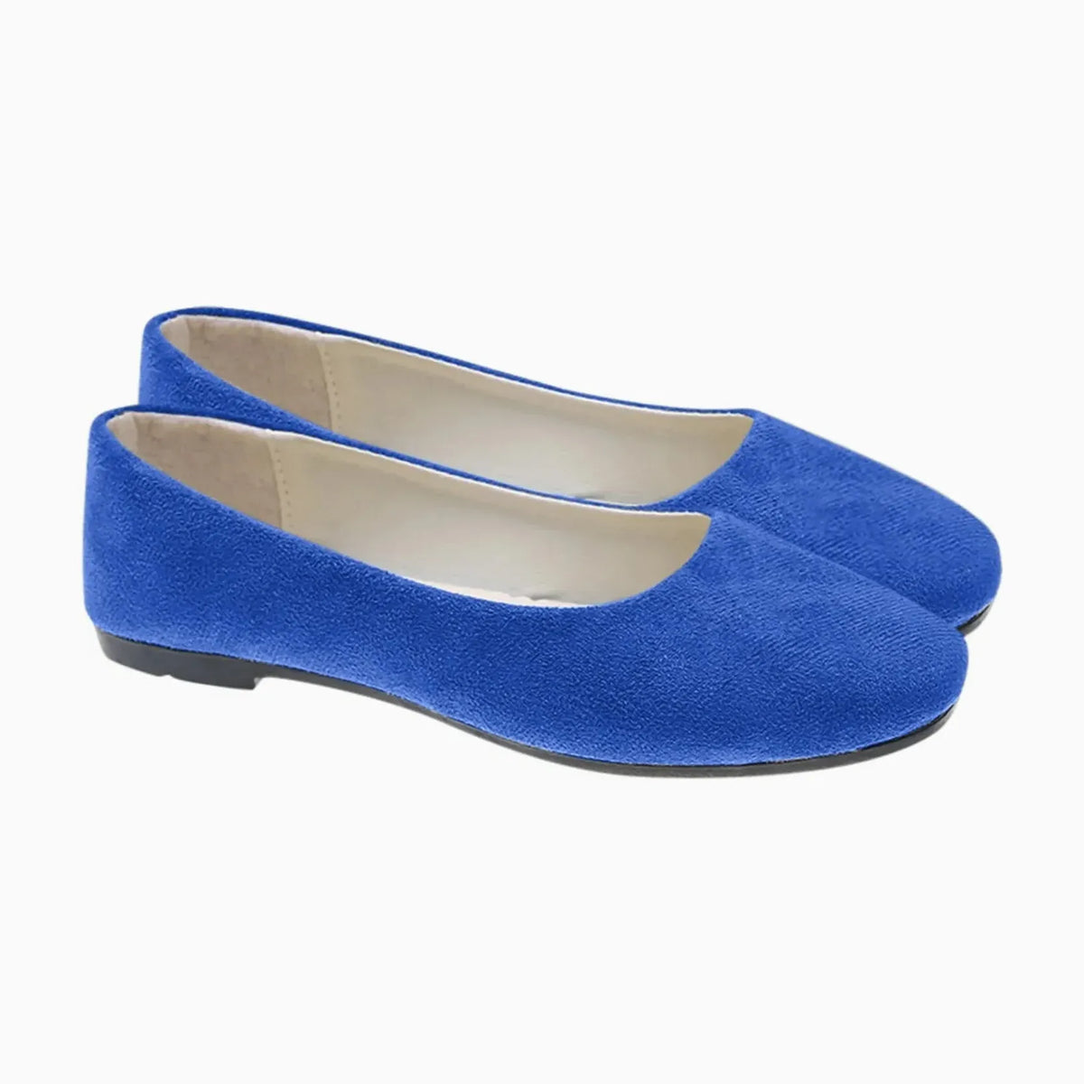 ballet flats femme bleu roi sur fond uni, vue en diagonale