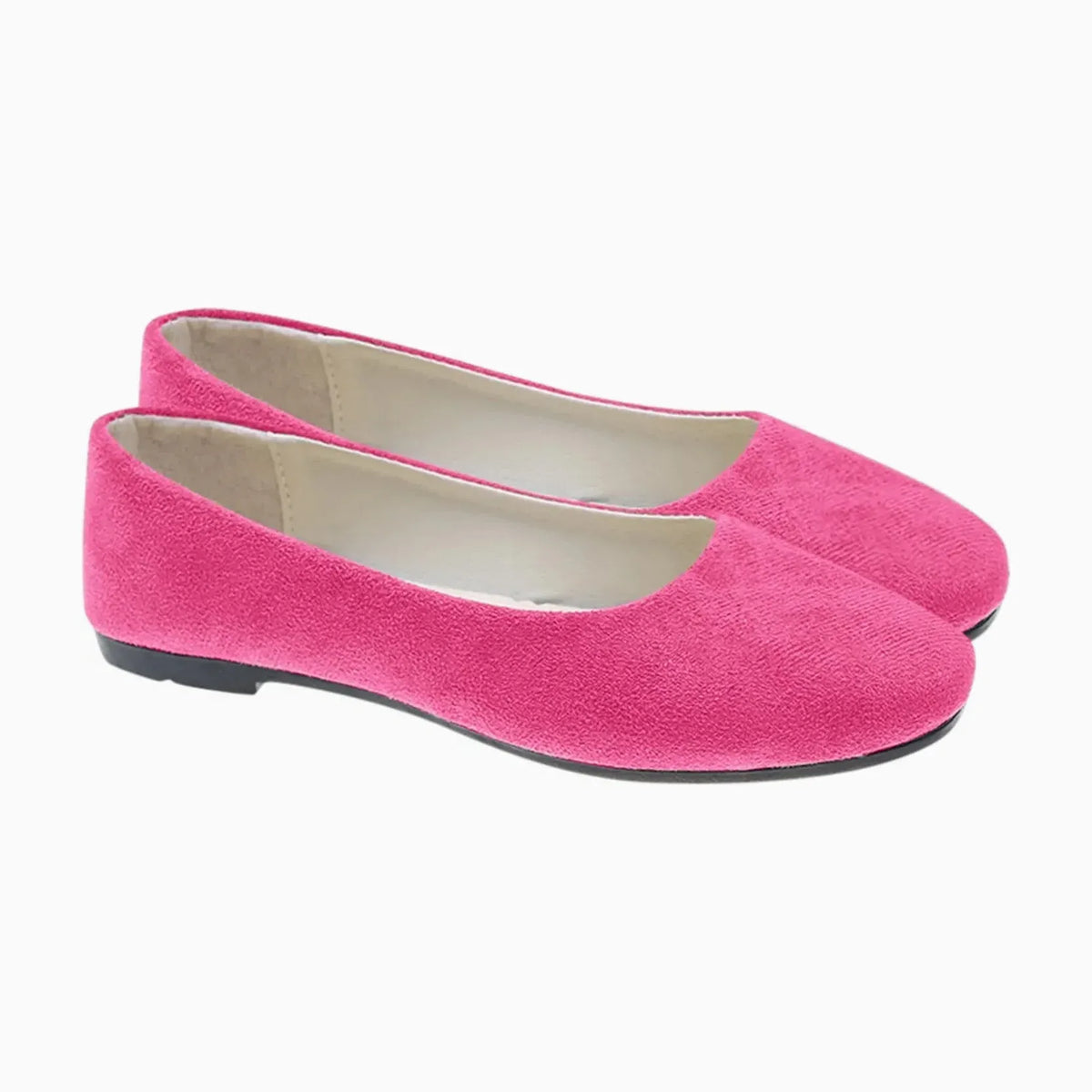 paire de ballerines plates en rose fuchsia sur fond blanc