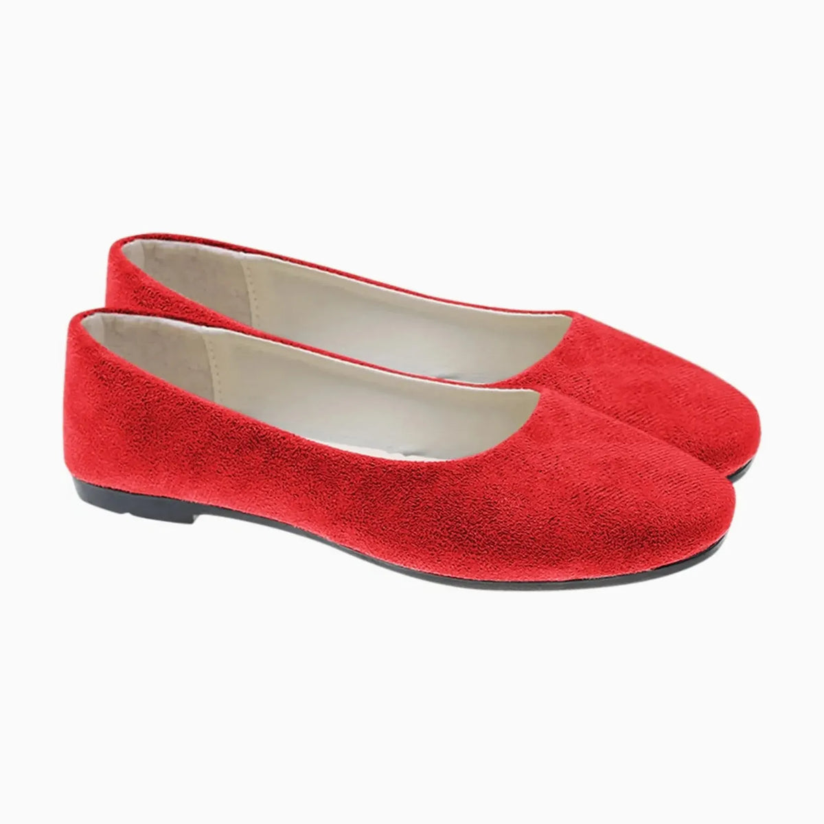 paire de ballerines plates coloris rouge sur fond uni