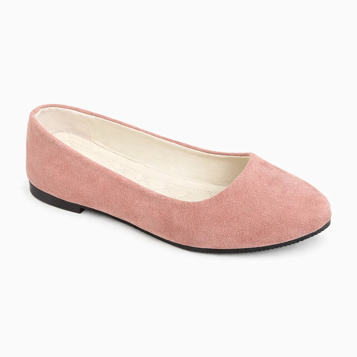modèle plat féminin en rose poudré présenté seul de côté