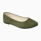 chaussure plate femme en vert kaki vue de profil sur fond uni
