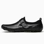 Chaussure de conduite homme à bride coloris noir, vue de profil