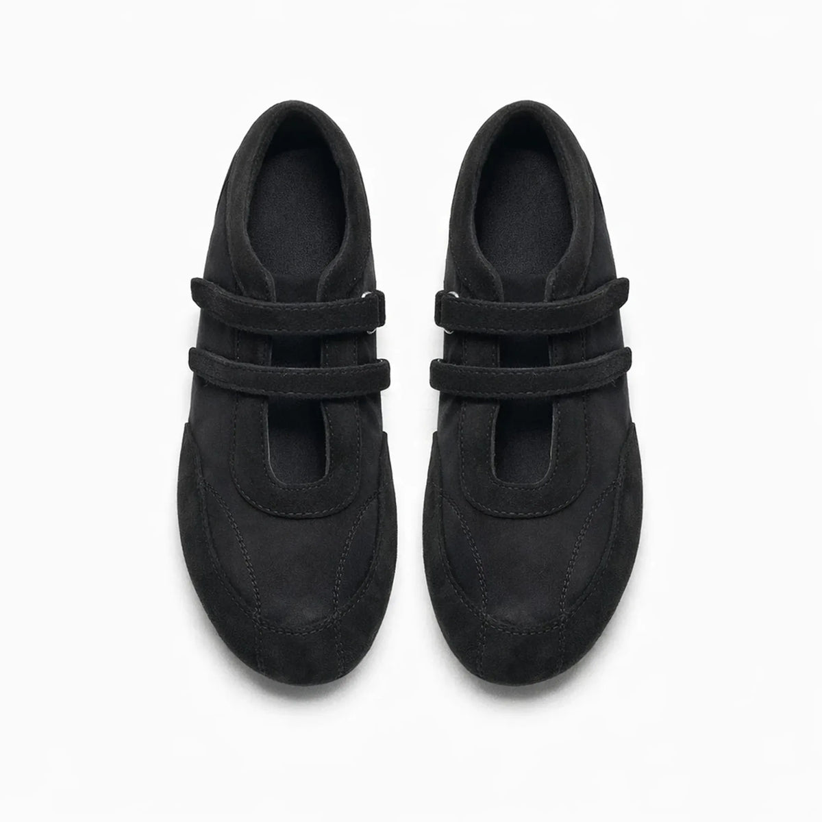 paire de chaussures femme à scratch noires vue de dessus