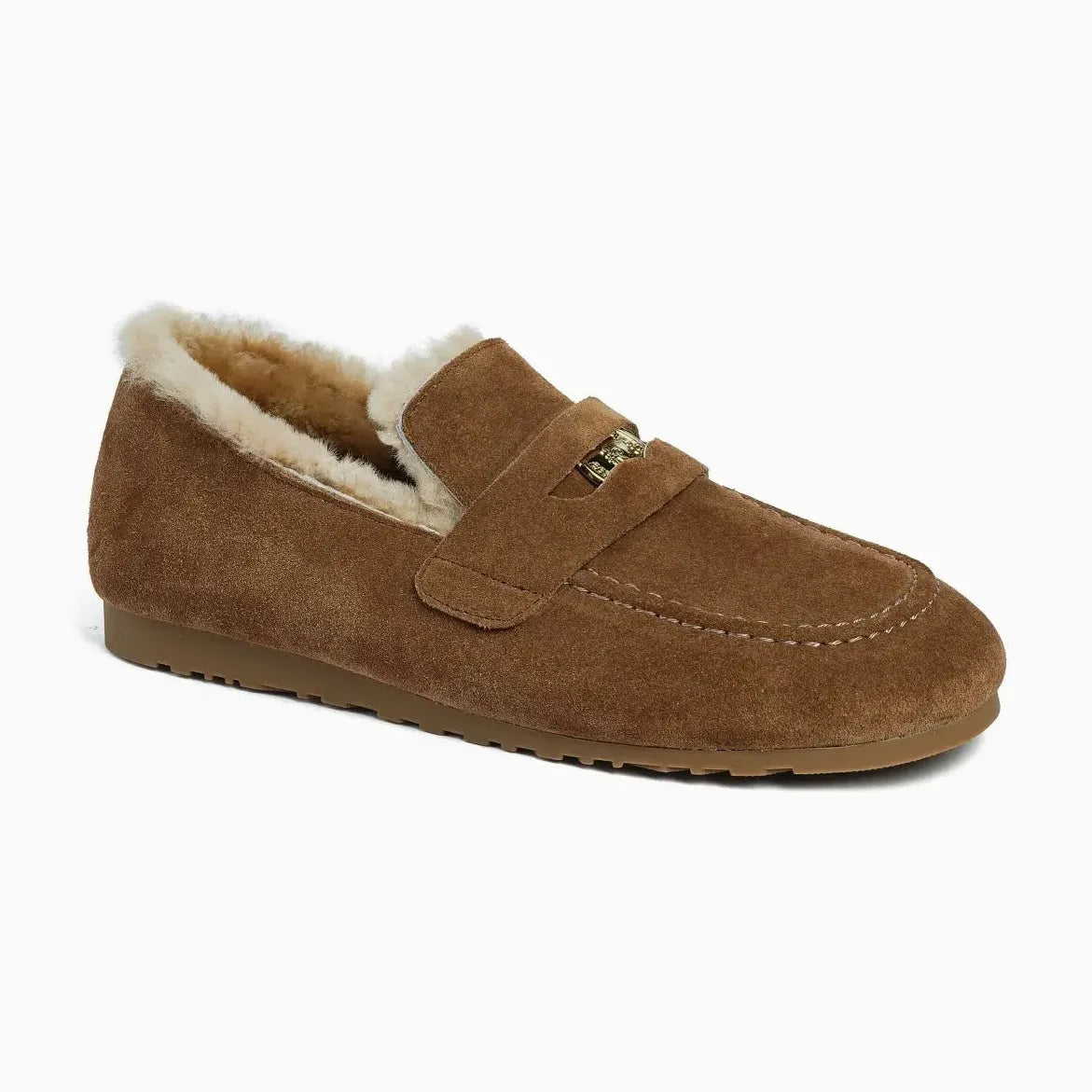 Mocassin hiver femme marron présenté seul sur fond uni