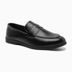 mocassin homme cuir noir présenté seul sur fond blanc