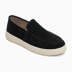 mocassin homme semelle blanche noir présenté seul sur fond clair